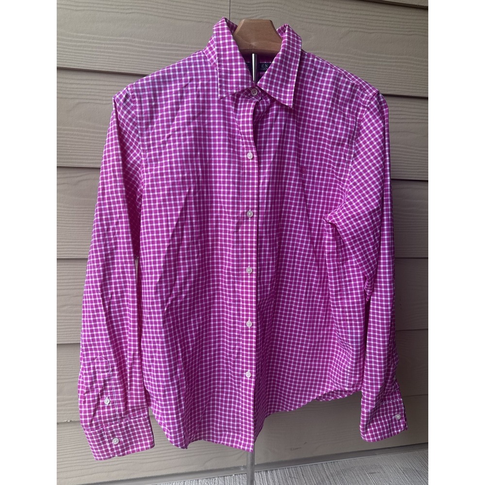 Polo Ralph Lauren Pink Plaid Button Down Size Medium Preppy Long Sleeve Non-Iron